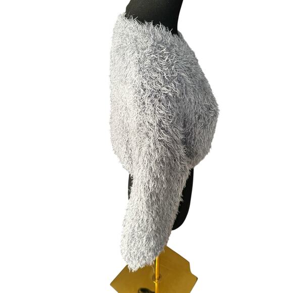 Volcom Women’s 90s Style Fuzzy Cropped Sweater Gray-Blue Size Small - Picture 3 of 5